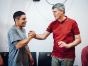 Passerini compartió un almuerzo en “Nuestra Casa”, el espacio de acompañamiento para personas que estuvieron en situación de calle