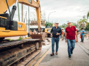 Avanza la obra de desagüe de la avenida Sagrada Familia: Passerini supervisó la ejecución de la primera cámara de captación