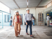 Passerini recorrió las obras de mantenimiento en la escuela Santiago del Castillo y en el Jardín Luis Lezama