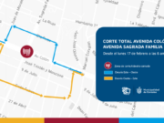 Desagüe Sagrada Familia: este lunes se realizará un corte total de tránsito y desvíos del transporte en el cruce de esa avenida y Colón