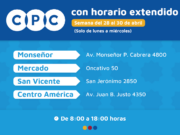 Del lunes al miércoles abrirán con horario extendido los CPC Monseñor, Mercado, San Vicente y Centro América