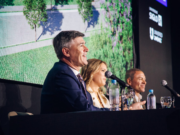 Passerini participó en la presentación del proyecto Domo Siglo 21, un nuevo espacio para la educación, arte, deporte y espectáculos
