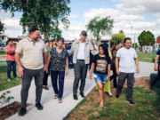 Recuperando espacios: Passerini recorrió las obras de Plaza Dante Alighieri